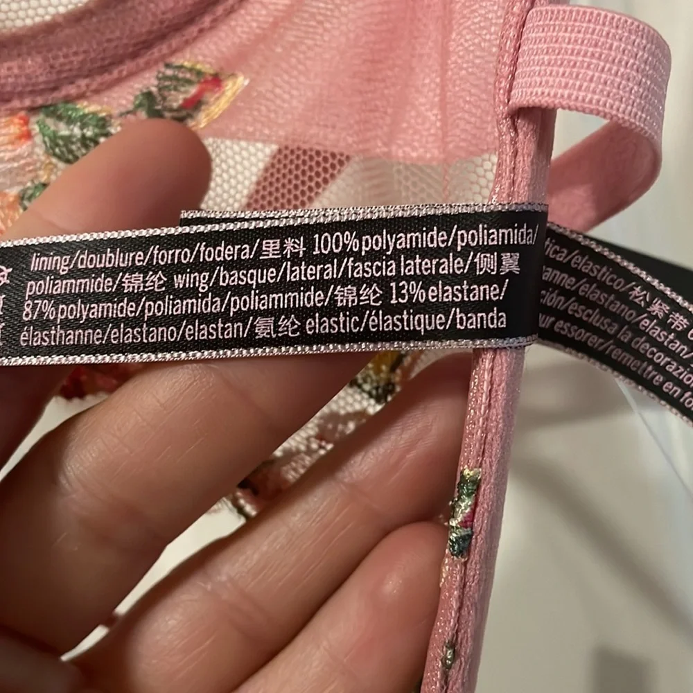 Victoria's Secret Pink Dusty Rose Floral Embroidered Strappy Teddy Lingerie - Picture 6 of 10